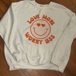 Gildan White Sweater with Orange Graphic